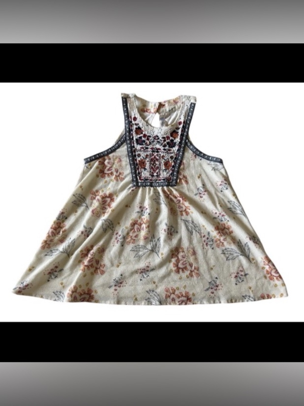 Jolt Women's Sleeveless Top Bohemian Textured Embroidered Lace Detailed Sz Small